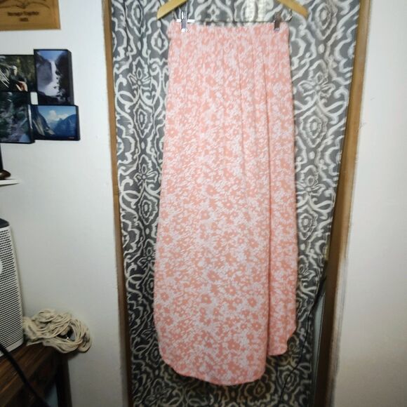 Sky And Sparrow Salmon Pink Floral Wrap Skirt Size Medium - Picture 2 of 15